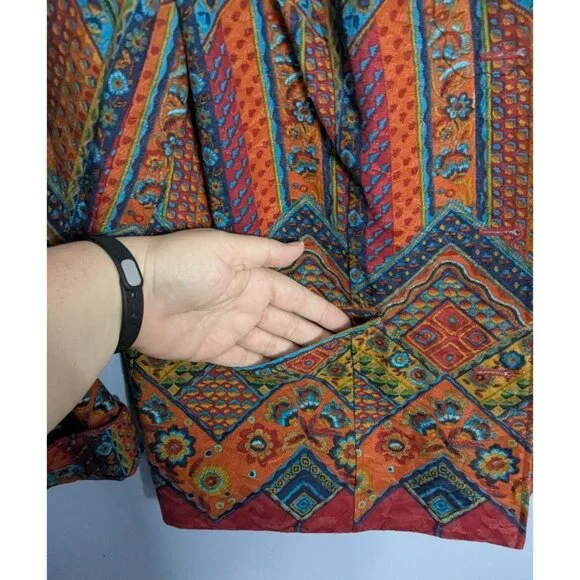 Coldwater Creek Womens Multicolor Geometric Pattern Blazer Jacket W18 Southwest - Picture 4 of 16